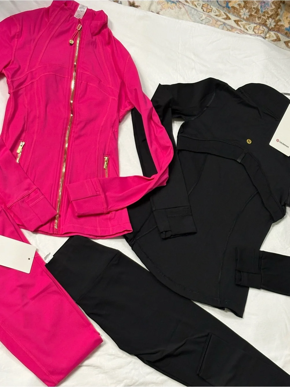 lululemon athletica Pink and Black Athletic Bomber Jacket Set of 4 Size M and S